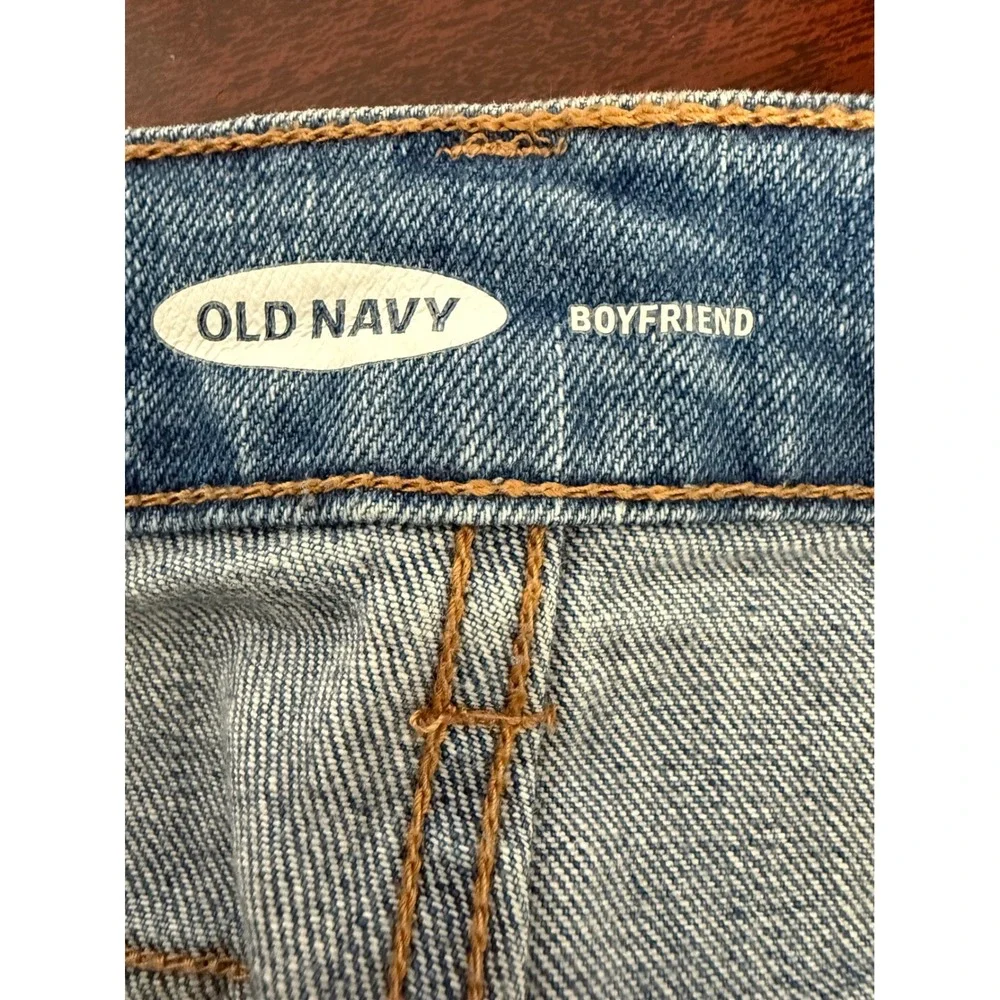 Old Navy Boyfriend‎ Jeans Womens 14 Light Wash Distressed Paint Splatter Relaxed